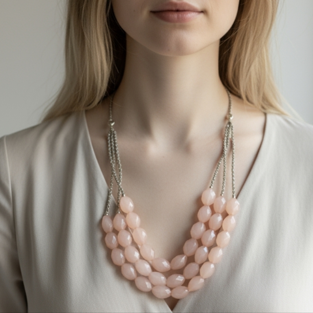Pastel pink/peach and gold barbie core statement necklace.